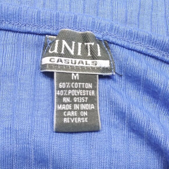 Uniti Blouse Womens Medium Blue Striped Long Sleeve Crew Neck Relaxed - Picture 3 of 5